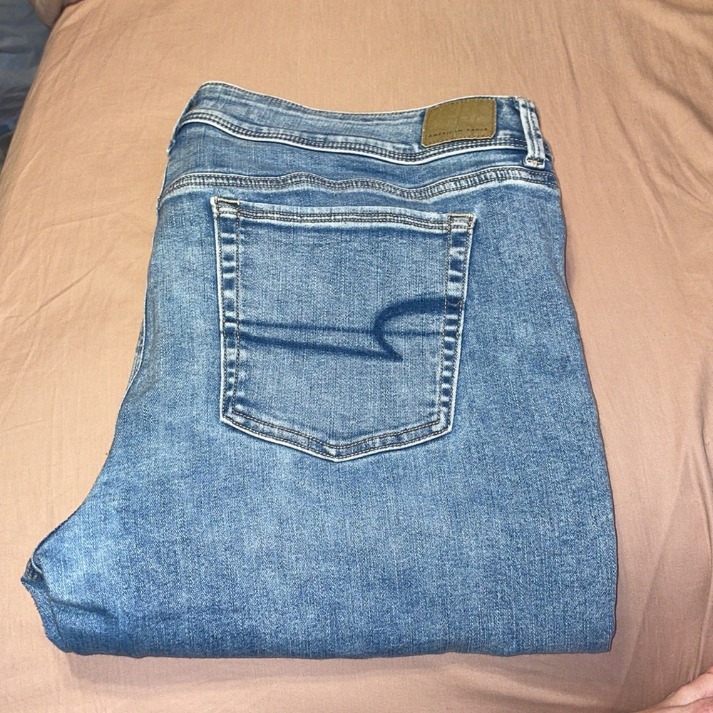 American Eagle kick boots jeans. Size 18 Long. Does have holes and imperfections